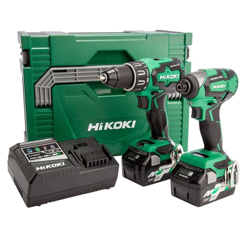 HIKOKI KC18DBFL2/JDZ 18V COMBI DRILL & IMPACT DRIVER KIT C/W 2X 5AMP MULTIVOLT BATTERIES